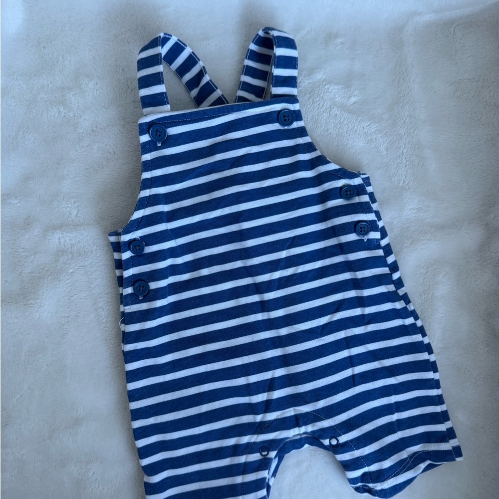 Starting Out Blue and White Striped Overalls